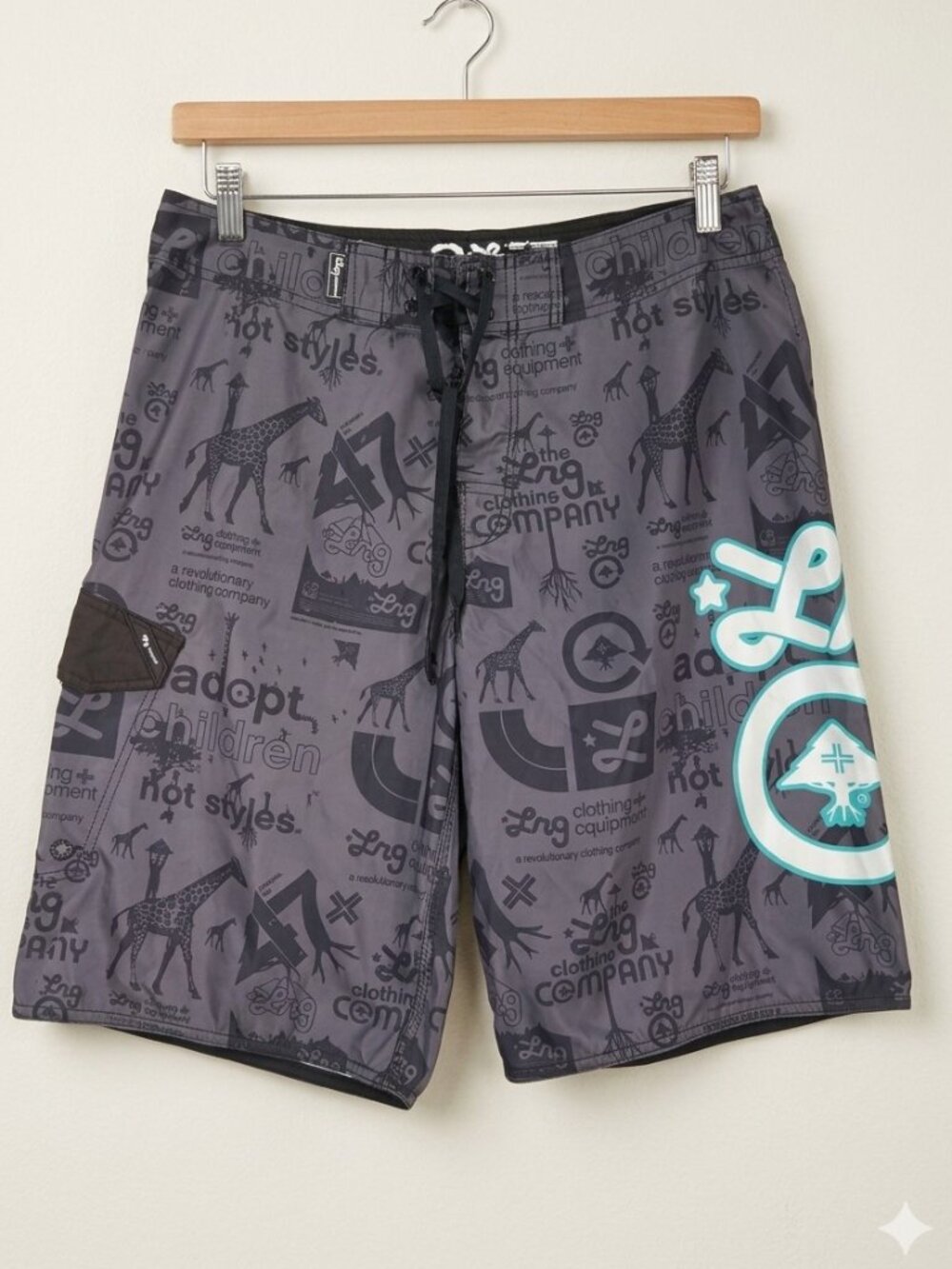 LRG Board Shorts Mens Size 32 Gray Streetwear Graphic Surf Swim Trunks Street